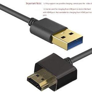 USB to HDMI Cable, USB 2.0 Male to HDMI Male Charger Cable Splitter Adapter - 0.5M/1.6FT