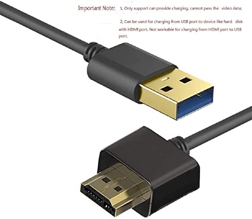 USB to HDMI Cable, USB 2.0 Male to HDMI Male Charger Cable Splitter Adapter - 0.5M/1.6FT