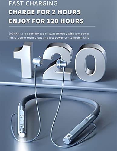 Neckband Bluetooth Headphones Wireless Earbuds with Microphone Flashlight Around the Neck Waterproof Sport Headset Noise Cancelling Ear Buds 120H Playtime for Running Cycling Cell Phone Android iOS