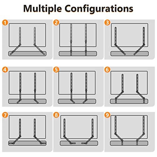 WALI Soundbar Mount Bracket, for Mounting Under or Above TV, with 2 Adjustable Extension Arms, Fits Most 23 to 65 Inch TVs and Sound Bar up to 33lbs (SBR204), Black
