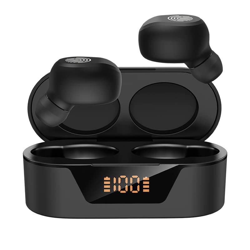 RUSAM TWS BL31 True Wireless Earbuds Bluetooth 5.2 Headphones Touch Control Stereo Earphones in-Ear Built-in Mic Headset Premium Deep Bass for Music Game Sport,Black