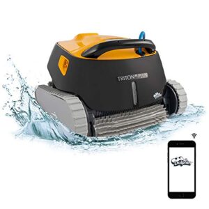 dolphin triton ps plus wifi operated robotic pool [vacuum] cleaner – ideal for in ground swimming pools up to 50 feet – powerful suction to pick up small debris – easy to clean top load filter basket