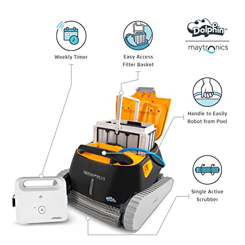 Dolphin Triton PS Plus WiFi Operated Robotic Pool [Vacuum] Cleaner - Ideal for In Ground Swimming Pools up to 50 Feet - Powerful Suction to Pick up Small Debris - Easy to Clean Top Load Filter Basket