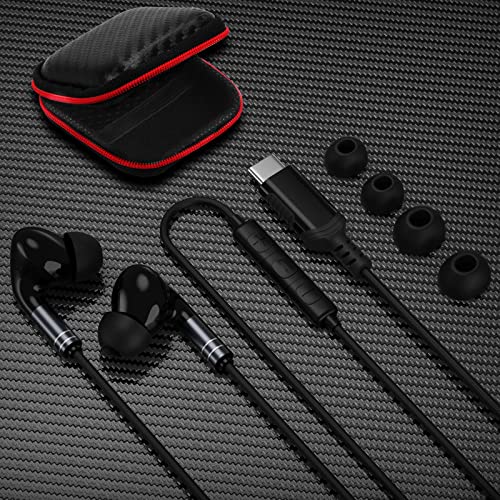 Jiunai USB C Headphone for Samsung S23, in-Ear Wired Digital Type C Ear Buds Noise Isolating Bass Driven Stereo Earphones with Mic Headset for Galaxy S22 S21 Ultra Z Fold 4 OnePlus 10T Pixel 7 Pro