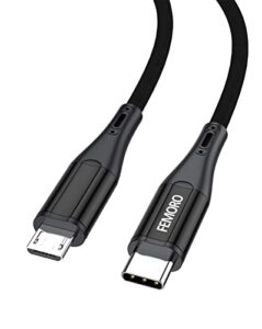 femoro usb c to micro usb cable, 3 feet micro usb to usb c cable, 480mbps otg braided short type c to micro usb cable, compatible for macbook pro, galaxy s22 s21 s10, pixel 5 4 3 2, kindle, lg, htc
