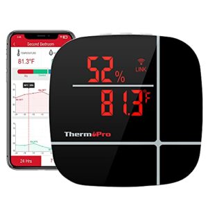 thermopro wifi thermometer hygrometer tp90, compatible with alexa, smart humidity temperature sensor with app, wireless home temperature and humidity monitor for room greenhouse incubator wine cellar