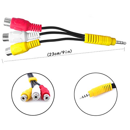 Xsusmdom Video Component AV Adapter Cable for TCL TV, 3.5mm to RCA Red White and Yellow Female Video Cable TV Set