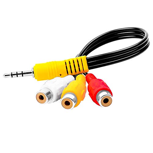 Xsusmdom Video Component AV Adapter Cable for TCL TV, 3.5mm to RCA Red White and Yellow Female Video Cable TV Set