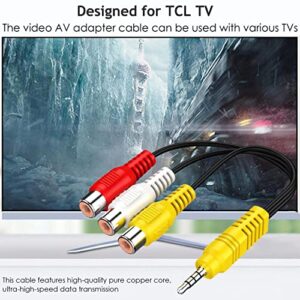 Xsusmdom Video Component AV Adapter Cable for TCL TV, 3.5mm to RCA Red White and Yellow Female Video Cable TV Set