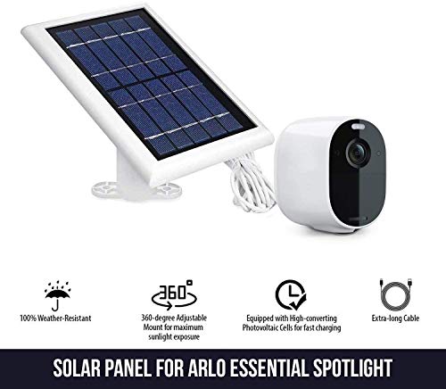 [Updated Version] Wasserstein Solar Panel with 13.1ft/4m Cable Compatible with Arlo Essential Spotlight/XL Spotlight Camera (3-Pack, White) (NOT Compatible with Arlo Ultra, Pro 1/2/3, HD, Floodlight)