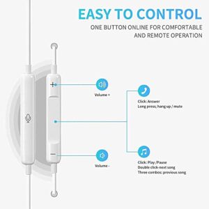 DZHJKIO Earbuds Wired in Ear Earphones Headphones with Microphone and Remote Noise Isolating, Stereo Pure Sound and Powerful Bass Fits All 3.5mm Interface Device (White)