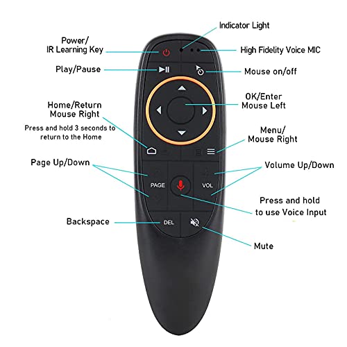 Air Mouse Remote Control, 2.4 GHz Wireless Voice Remote Control with IR Learning, Wireless Connection via USB Receiver Up to 10m for Smart TV PC Android TV Box Laptop Projector Windows Android Mac OS