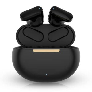 eiosun bluetooth 5.3 wireless earbuds, bluetooth sport earbuds with 4 mics noise canceling ipx6 sweatproof 24h playtime comfortable half in-ear tws earbuds black