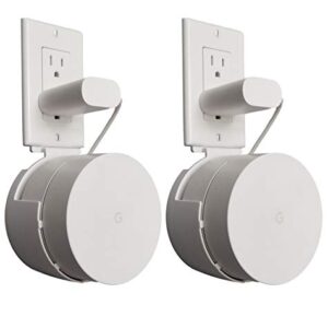 Dot Genie Google WiFi Pro Outlet Holder Mount [Old and New 2020 Version]: The Strongest, Most Versatile Mount Stand Holder for Google WiFi. Great for Home and Businesses! Still No Screws! (2-Pack)