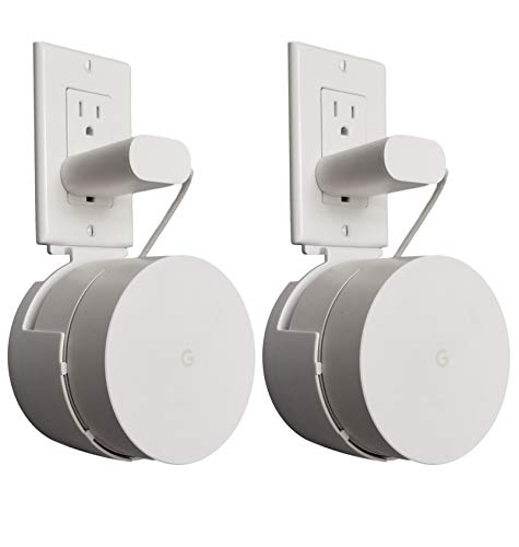 Dot Genie Google WiFi Pro Outlet Holder Mount [Old and New 2020 Version]: The Strongest, Most Versatile Mount Stand Holder for Google WiFi. Great for Home and Businesses! Still No Screws! (2-Pack)