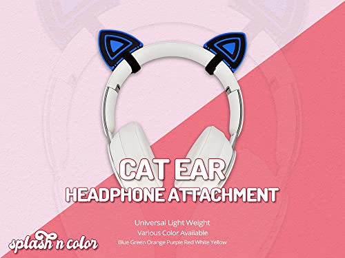 SplashNColor Cat Ear Headphone Super Cute Add Ons Attachment | Cat Ears Headphone Accessories for Gaming or Wireless Bluetooth Headset | Adjustable Straps - Universal Fit