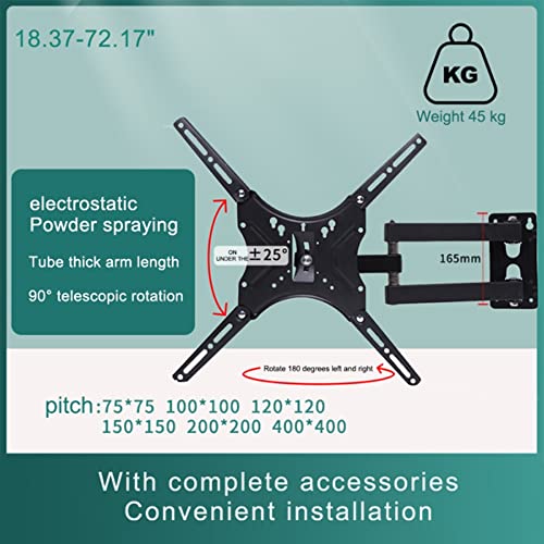 Huarui TV Wall Mount, Full Motion TV Mount for Most 14-55 Inch TV Slim Design 0.79-Inch Low Profile Flat Wall Mount Bracket Max VESA 400x400mm and Holds up to 90lbs