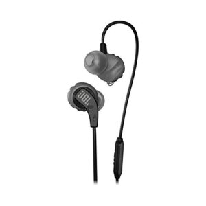 jbl endurance run sweatproof sports in-ear headphones with one-button remote and microphone (black) (renewed)