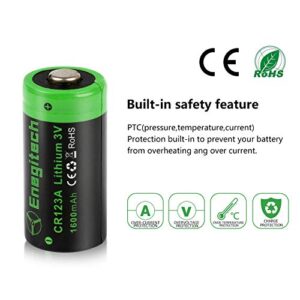 Enegitech CR123A Lithium Battery Non-Rechargeable 3V 1600mAh with PTC Protection UL Certified for Arlo Security System VMS3230 Polaroid Camera Flashlight Torch Laser Pointer-12 Pack