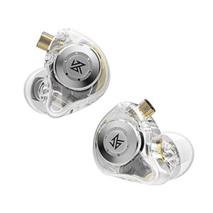 kz edx pro in ear earphones 10mm dual magnetic dynamic driver hifi deep bass wired earbuds with 5n ofc 2pin detachable cable for drummer musicians singer stage workout sport earbuds(white without mic)