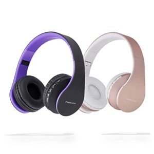 powerlocus rose gold bluetooth headphones with black/purple bluetooth headphones