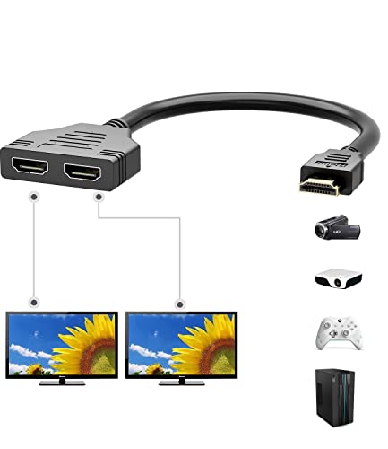 PANPEO HDMI Splitter for Dual Monitors, HDMI Cable 1080P Male to Dual HDMI Female 1 to 2 Channels HDMI Splitter Adapter for HDMI HD, LED, LCD, TV,Two The Same TVs at The Same Time