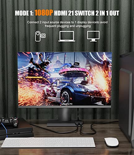 PANPEO HDMI Splitter for Dual Monitors, HDMI Cable 1080P Male to Dual HDMI Female 1 to 2 Channels HDMI Splitter Adapter for HDMI HD, LED, LCD, TV,Two The Same TVs at The Same Time