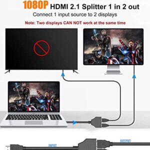 PANPEO HDMI Splitter for Dual Monitors, HDMI Cable 1080P Male to Dual HDMI Female 1 to 2 Channels HDMI Splitter Adapter for HDMI HD, LED, LCD, TV,Two The Same TVs at The Same Time