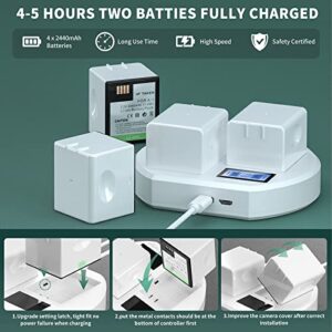 TAKEN Arlo Batteries, 4-Pack Arlo Pro Battery with Dual Arlo Battery Charger Station for Arlo Pro and Arlo Pro 2 Surveillance Camera 7.2V 2440mAh（NOT Compatible with Arlo Ultra 2, Arlo Pro 3）