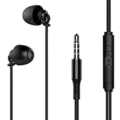 OCUhome Earbuds, Earbud Headphones with Microphone, S360 Sleeping Wired Earphones Anti-Noise in-Ear Sports Running Bass Earplugs for Phone/PC Black