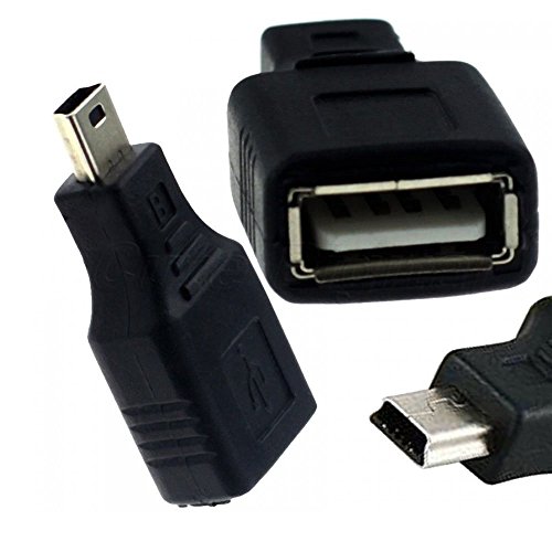 Cuziss USB 2.0 Type A to Mini USB 5-Pin Type B Female/Male Adapter - 2 Pack, Black