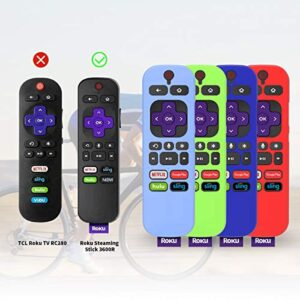 [4 Pcs] for TCL Roku TV Steaming Stick 3600R Remote Case, Woocon Silicone Case Anti/Drop/Slip/Scratch/Dust,Universal Sleeve for RCAL7R/3921/3800/3810