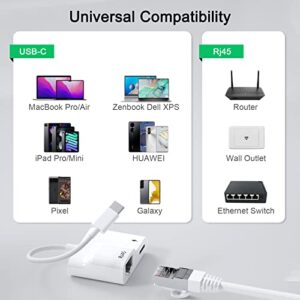 AMLLEN USB C to Ethernet Adapter,USB C to RJ45 Adapter,Thunderbolt to Ethernet Adapter with 60W Charger Port,10/100 Mbps Ethernet Speeds.Compatible for Android/iPad/MacBook and More.