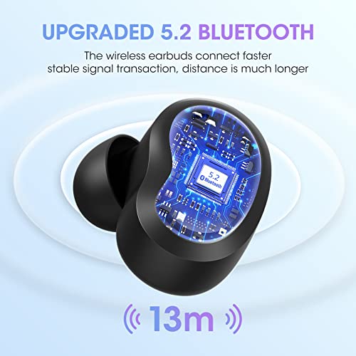 Tmaine Wireless Earbuds,Bluetooth 5.2 Wireless Headphones with IPX8 Waterproof,Wireless Charging,30H Playtime,Button Control, Comfortable for Sport,Running,Working, Black