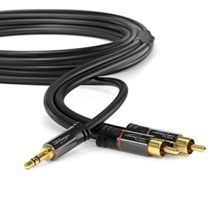 KabelDirekt – 15ft Long – Aux/3.5mm to RCA/Phono Male Adapter Cable, 2× RCA/Phono Plugs (Y Splitter Audio Cable, Connects Smartphones/notebooks and Other Equipment to Hi-Fi Systems/Speakers, Black)