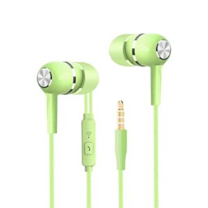 d-groee earbuds earphones, wired headphones in ear, s12 universal 3.5mm earphone wired earbuds with mic for phone green with mic