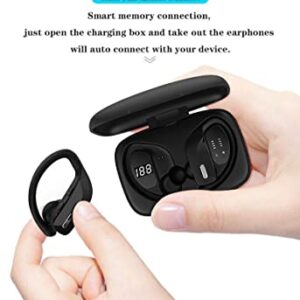 Wireless Earbuds Bluetooth Headphones Earphones in Ear with Microphone LED Display for Sports Running Workout Black