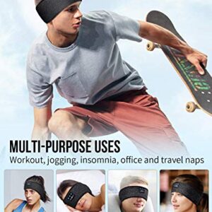 MUSICOZY Sleep Headphones 3D Bluetooth 5.2 Sleep Mask Sports Headband Wireless Music Earbuds for Side Sleepers Running Travel Yoga Meditation, Pack of 2