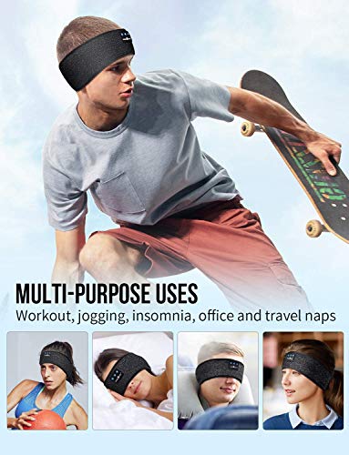 MUSICOZY Sleep Headphones 3D Bluetooth 5.2 Sleep Mask Sports Headband Wireless Music Earbuds for Side Sleepers Running Travel Yoga Meditation, Pack of 2