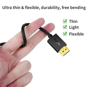 Twozoh Flexible & Slim HDMI Cable 1FT, Soft & Ultra-Thin HDMI to HDMI Cord Support 4K@60Hz/2160P/1080P