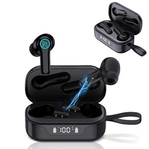 true wireless earbuds bluetooth 5.0 earphones tws stereo touch control bluetooth earphones with lcd display charging case, in ear built waterproof earphones mic noise cancelling for running/workout