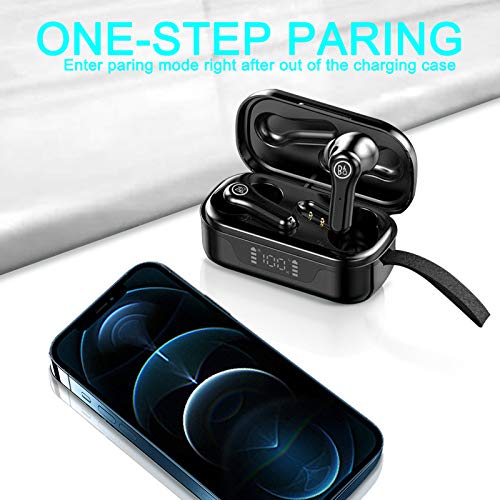 True Wireless Earbuds Bluetooth 5.0 Earphones TWS Stereo Touch Control Bluetooth Earphones with LCD Display Charging Case, in Ear Built Waterproof Earphones Mic Noise Cancelling for Running/Workout