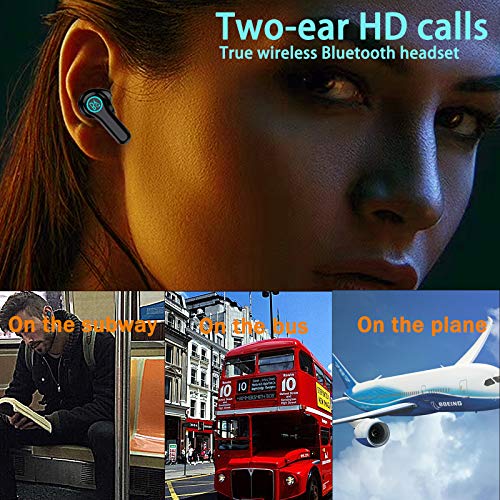 True Wireless Earbuds Bluetooth 5.0 Earphones TWS Stereo Touch Control Bluetooth Earphones with LCD Display Charging Case, in Ear Built Waterproof Earphones Mic Noise Cancelling for Running/Workout