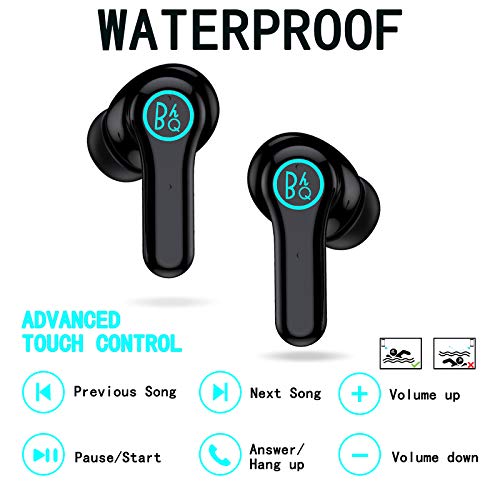 True Wireless Earbuds Bluetooth 5.0 Earphones TWS Stereo Touch Control Bluetooth Earphones with LCD Display Charging Case, in Ear Built Waterproof Earphones Mic Noise Cancelling for Running/Workout