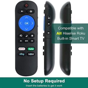 Replacement Remote Compatible with All Hisense Roku TV + Liminescence Green Remote Case, Replace HU-RCRUS-20 Remote Universal for Hisense Roku Smart TV Remote with Shockproof Protective Remote Cover