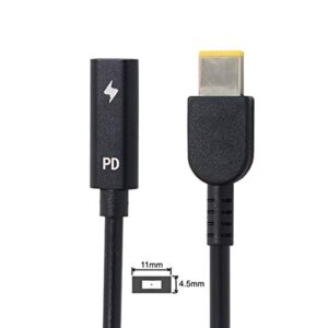 Cablecc Type C USB-C to Rectangle 11.0x4.5mm Power Plug PD Emulator Trigger Charge Cable for ThinkPad X1 Carbon