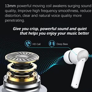 Mezelon Active Noise Cancelling Wireless Earbuds, Premium Deep Bass, Built-in HD Mic, Immersive Sound, IPX5 Waterproof Bluetooth 5.2 HiFi Stereo in-Ear Headphones Headset for iPhone/Android (White)