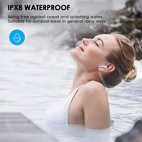Lasuney IPX8 Waterproof Bluetooth 5.0 True Wireless Earbuds with Wireless Charging Case and mic, 30H Cyclic Playtime Headphones for iPhone Android, in-Ear HI-FI Stereo Earphones Headset for Sport