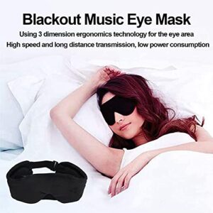 Bluetooth Sleeping Mask with Headphone, BT5.0 Stereo Bass Music Blackout Eye Mask, Cotton Sleeping Mask with Speaker, Mic Gift for Sleep, Napping, Office, School, Air Travel (Black)