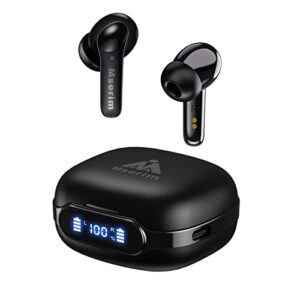 mserim wireless earbuds, bluetooth earbuds, clear call headphones with microphone,ipx5 waterproof earphones,30 hours playtime, voice assistant, for iphone android pc music sport(black)
